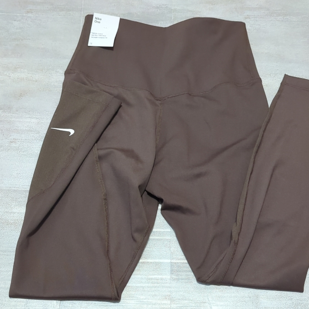 Nike One Women's Baroque Brown/White High-Rise Leggings (DV9020-237)